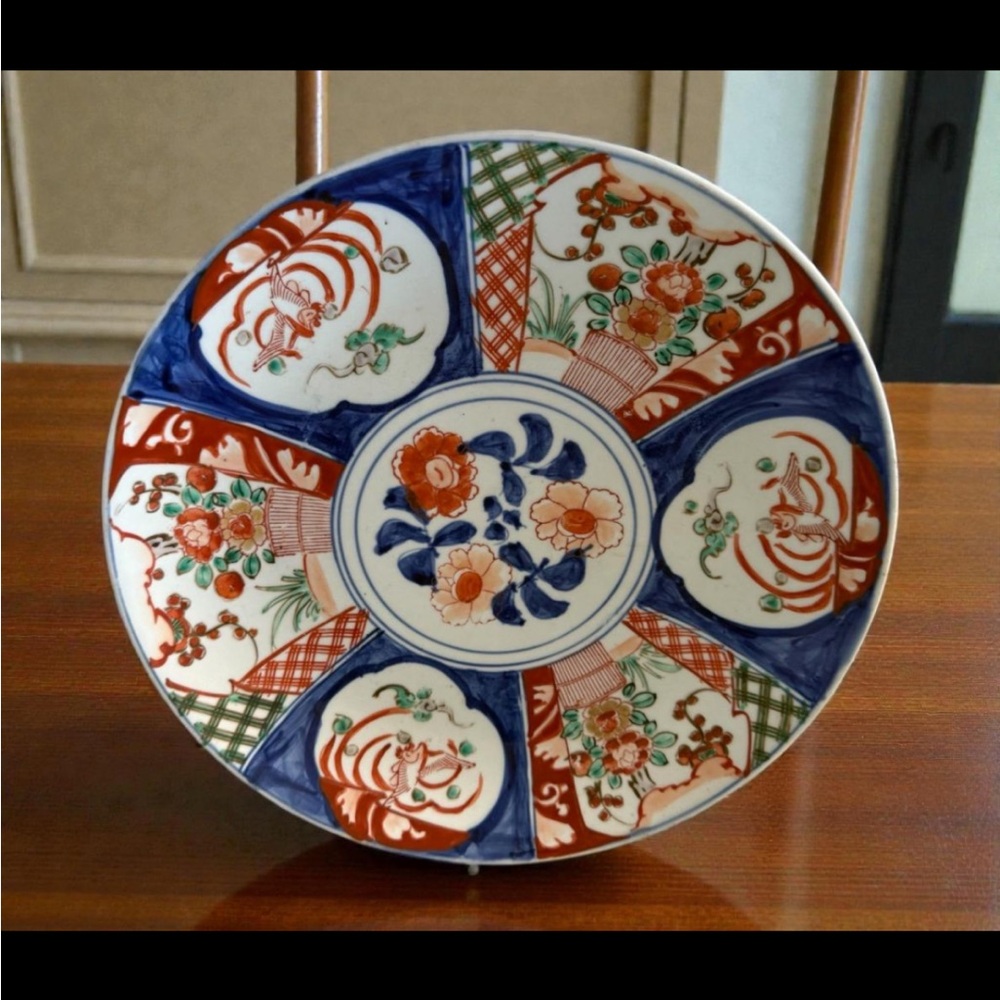 ANTIQUE 19C JAPANESE MEIJI PERIOD IMARI WARE12" PORCELAIN PLATE / CHARGER